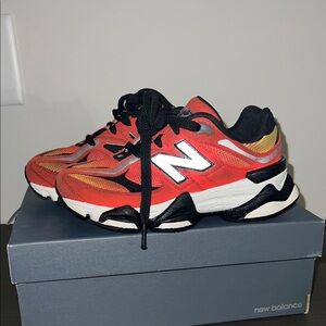 New Balance Red and Black Sneakers with Mesh Upper and Chunky Midsoles